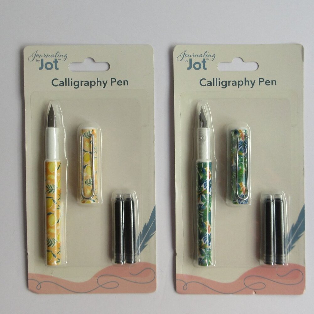 2 Journaling by Jot Calligraphy Art Pen “Lemons" & "Tropical Plants" NEW in Pkg